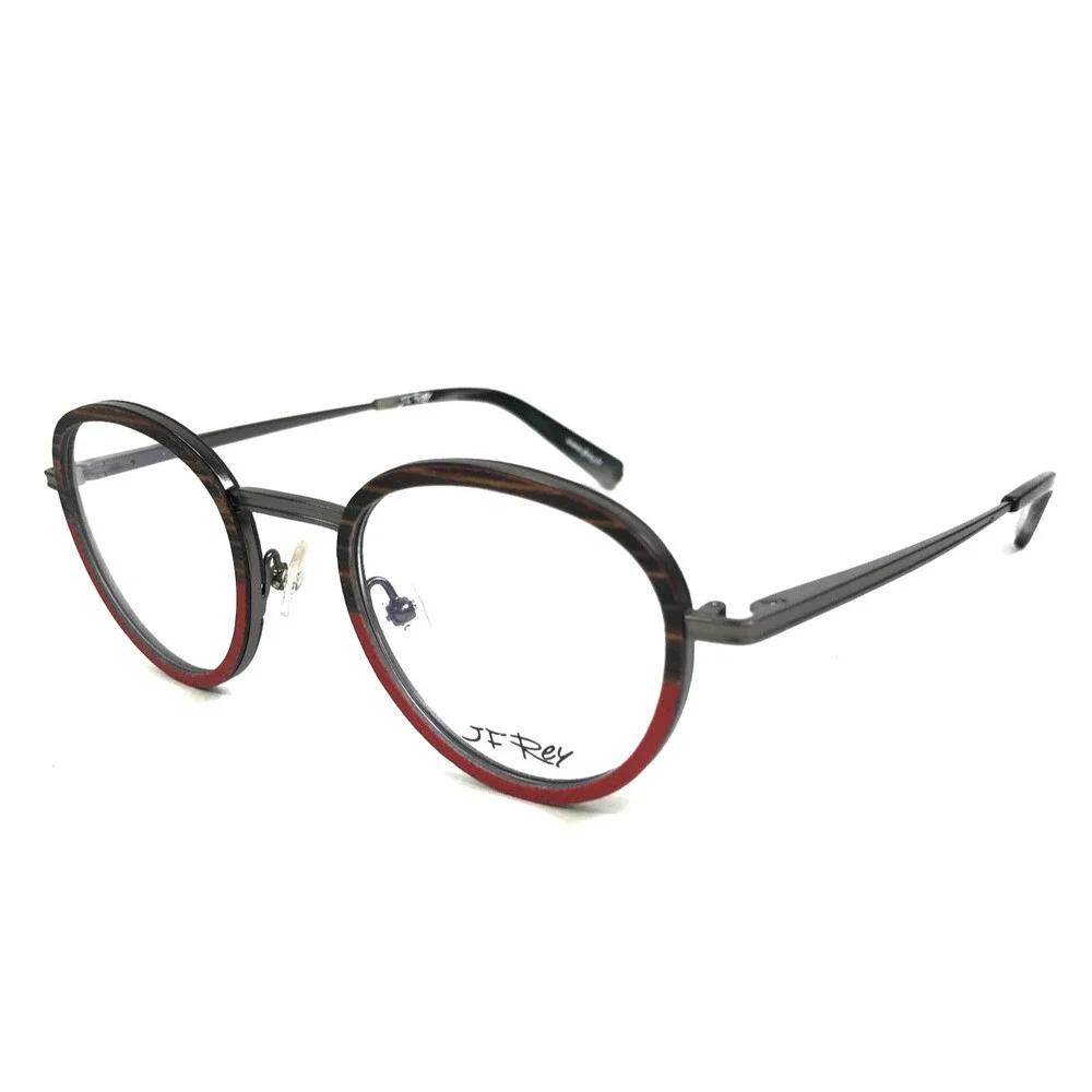 J. F. Rey Eyeglasses Frames JF2860 0330 Striped Brown Red Gray Round 47-22-145